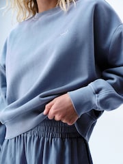 self. Blue Slogan Washed Crew Neck Sweatshirt - Image 4 of 8