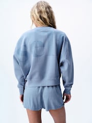 self. Blue Slogan Washed Crew Neck Sweatshirt - Image 5 of 8