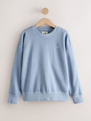 self. Blue Slogan Washed Crew Neck Sweatshirt - Image 6 of 8