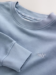 self. Blue Slogan Washed Crew Neck Sweatshirt - Image 7 of 8