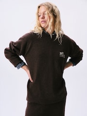 self. Chocolate Brown Knitted Longline Crew Jumper - Image 1 of 5