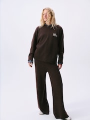 self. Chocolate Brown Knitted Longline Crew Jumper - Image 2 of 5
