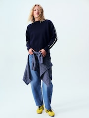 self. Blue Knitted Side Stripe Jumper - Image 2 of 9