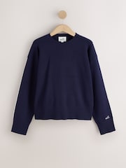 self. Blue Knitted Side Stripe Jumper - Image 7 of 9