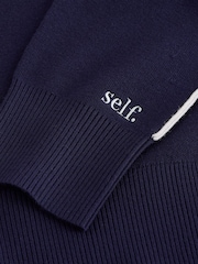 self. Blue Knitted Side Stripe Jumper - Image 9 of 9
