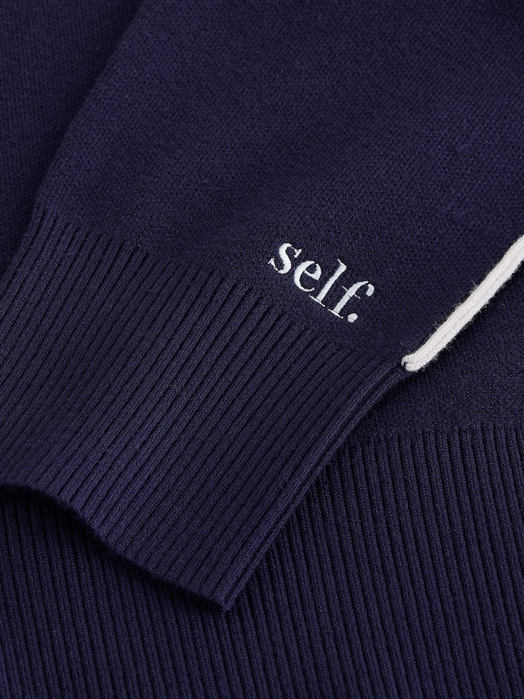 self. Blue Knitted Side Stripe Jumper - Image 9 of 9