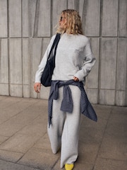 self. Grey Marl Knitted Longline Crew Jumper - Image 2 of 4