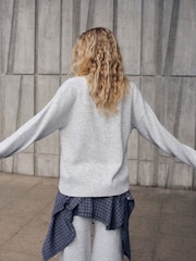 self. Grey Marl Knitted Longline Crew Jumper - Image 3 of 4