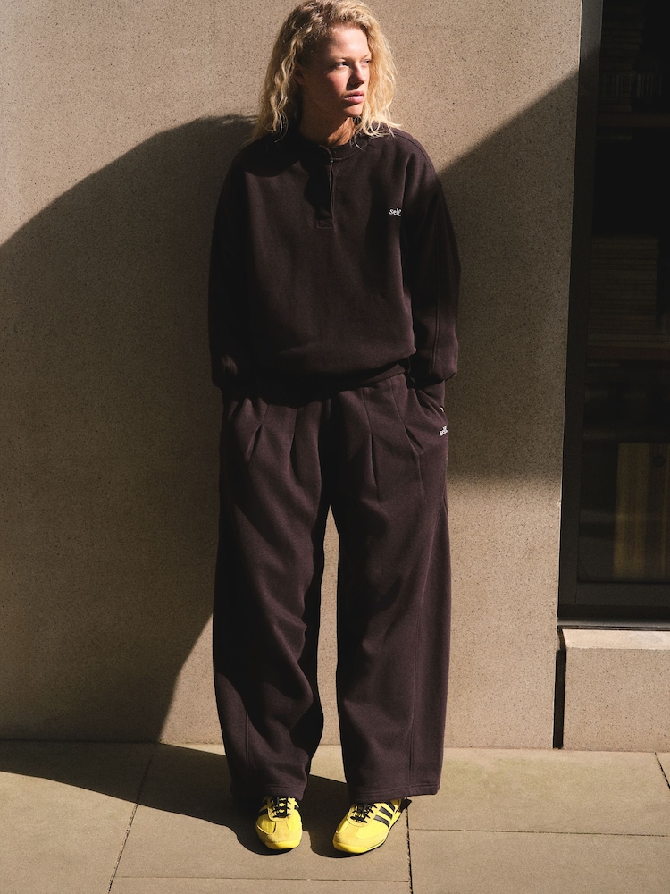 self. Chocolate Brown Balloon Leg Joggers - Image 2 of 3 self. Chocolate Brown Balloon Leg Joggers - Image 2 of 3