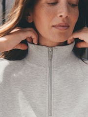 self. Grey Marl Slogan Half Zip Sweatshirt - Image 5 of 6