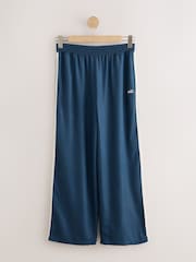 self. Teal Blue Wide Leg Viscose Blend Track Trousers With Side Stripe - Image 6 of 8