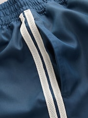self. Teal Blue Wide Leg Viscose Blend Track Trousers With Side Stripe - Image 7 of 8