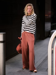 self. Rust Brown Side Stripe Wide Leg Joggers - Image 2 of 8