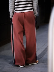 self. Rust Brown Side Stripe Wide Leg Joggers - Image 4 of 8