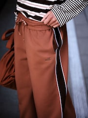 self. Rust Brown Side Stripe Wide Leg Joggers - Image 5 of 8