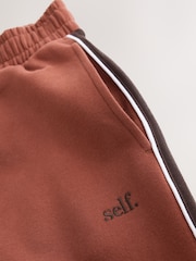 self. Rust Brown Side Stripe Wide Leg Joggers - Image 7 of 8