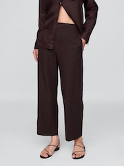 Gap Brown Linen Blend Relaxed Straight Trousers - Image 1 of 6