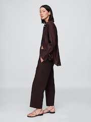 Gap Brown Linen Blend Relaxed Straight Trousers - Image 5 of 6