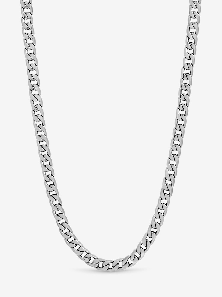 Inicio Silver Tone Steel Waterproof Curb Chain Necklace - Image 1 of 3