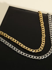 Inicio Silver Tone Steel Waterproof Curb Chain Necklace - Image 3 of 3