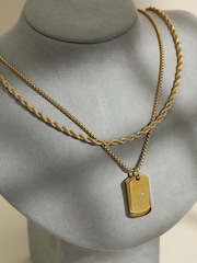 Inicio Gold Tone Waterproof Dog Tag Necklace - Image 2 of 3