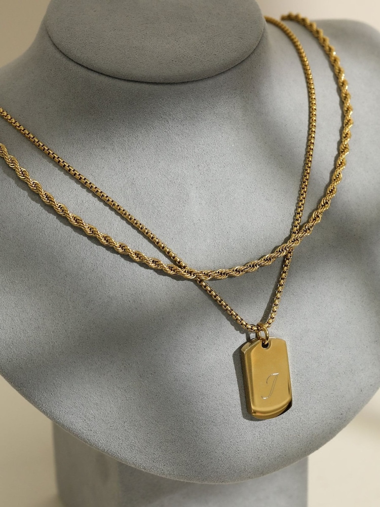 Inicio Gold Tone Waterproof Dog Tag Necklace - Image 2 of 3 Inicio Gold Tone Waterproof Dog Tag Necklace - Image 2 of 3