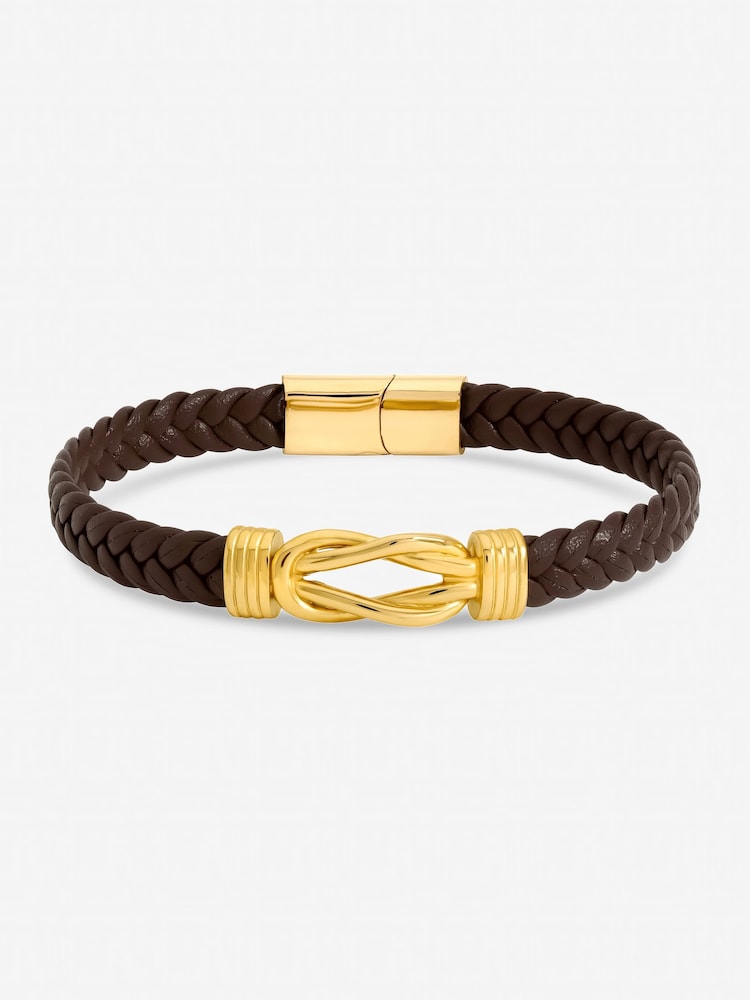 Inicio Silver Tone Plaited Brown Bracelet - Image 1 of 4