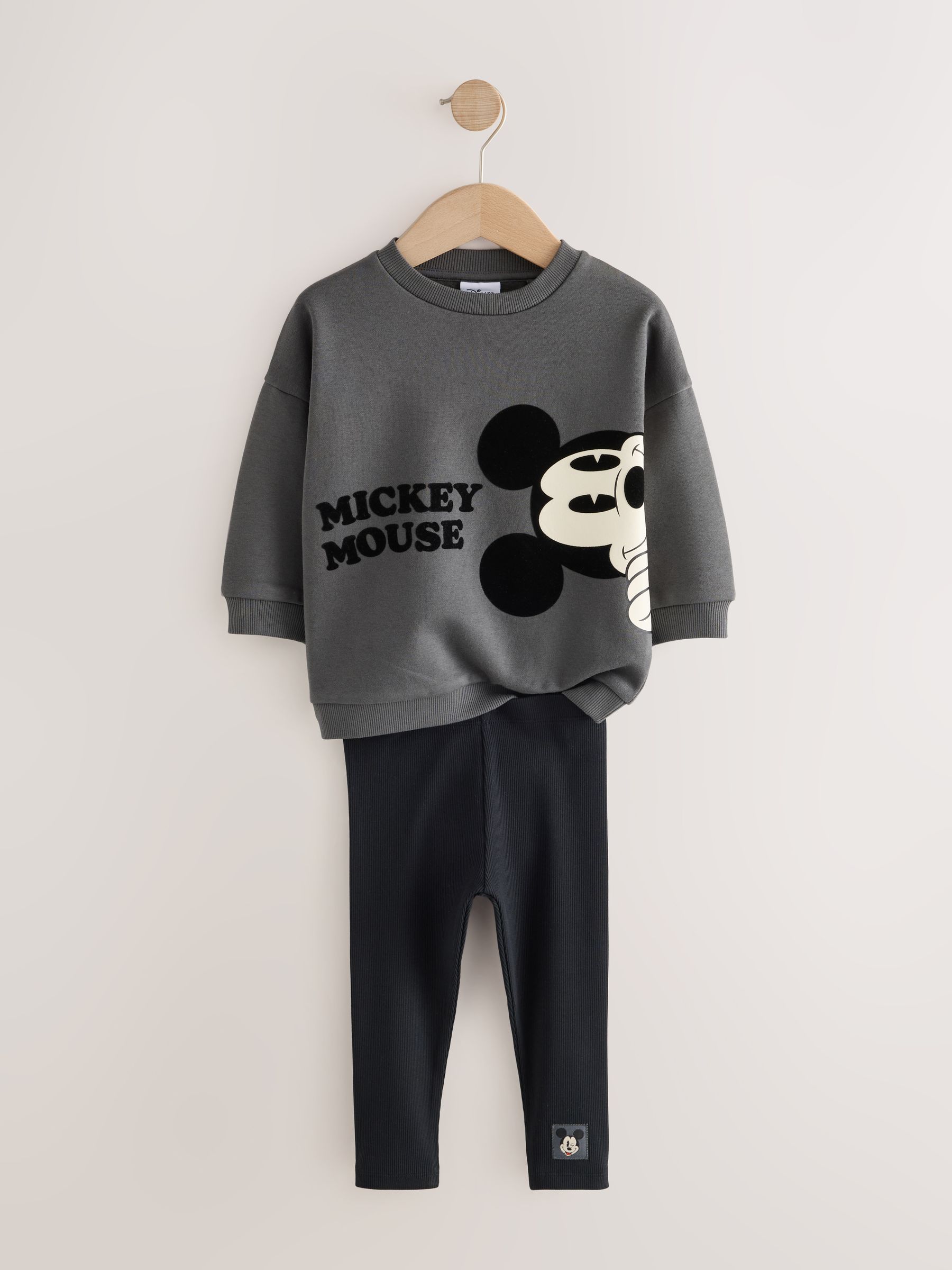 Buy Charcoal Grey Mickey Mouse Crew Neck Sweat Top and Leggings