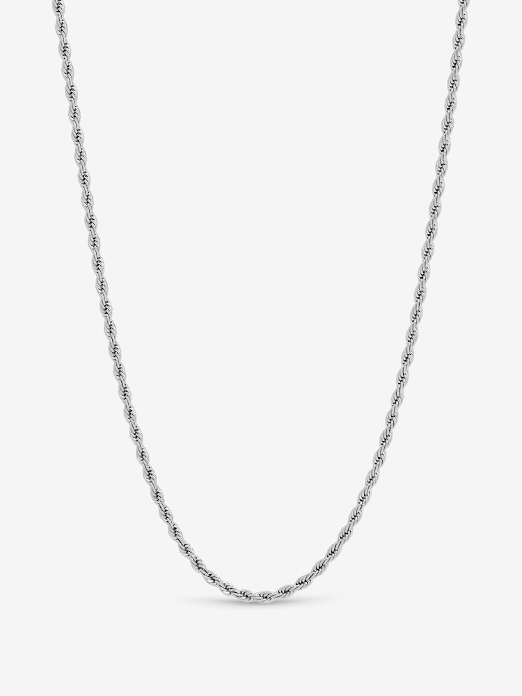 Inicio Silver Tone Steel Waterproof Twist Rope Necklace - Image 1 of 2