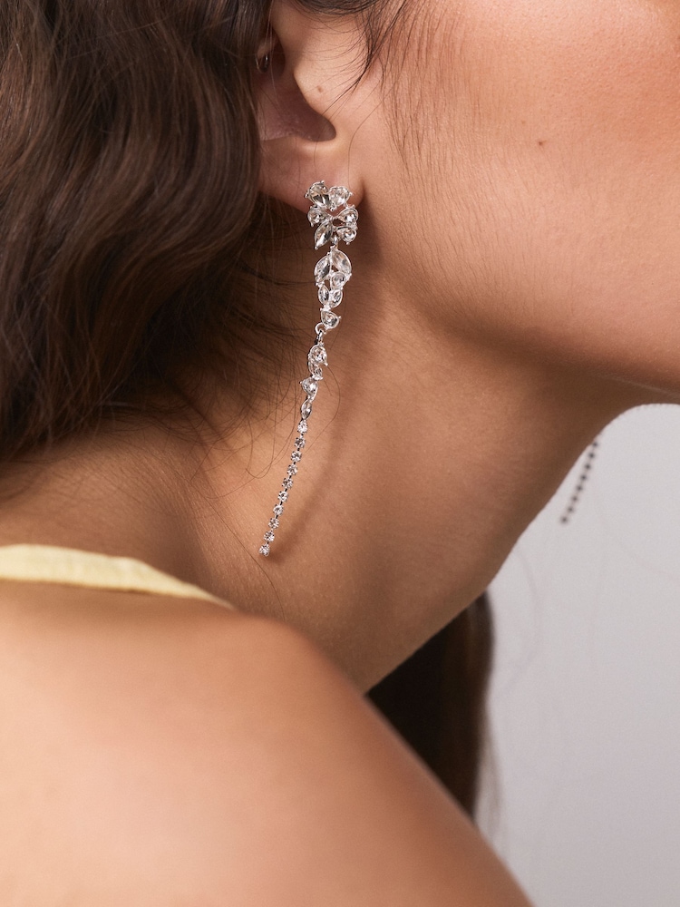 Silver Tone Sparkle Drop Earrings - Image 1 of 3