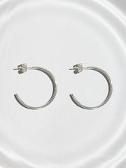 Silver Tone Stainless Steel Waterproof Hoop Earrings - Image 1 of 3