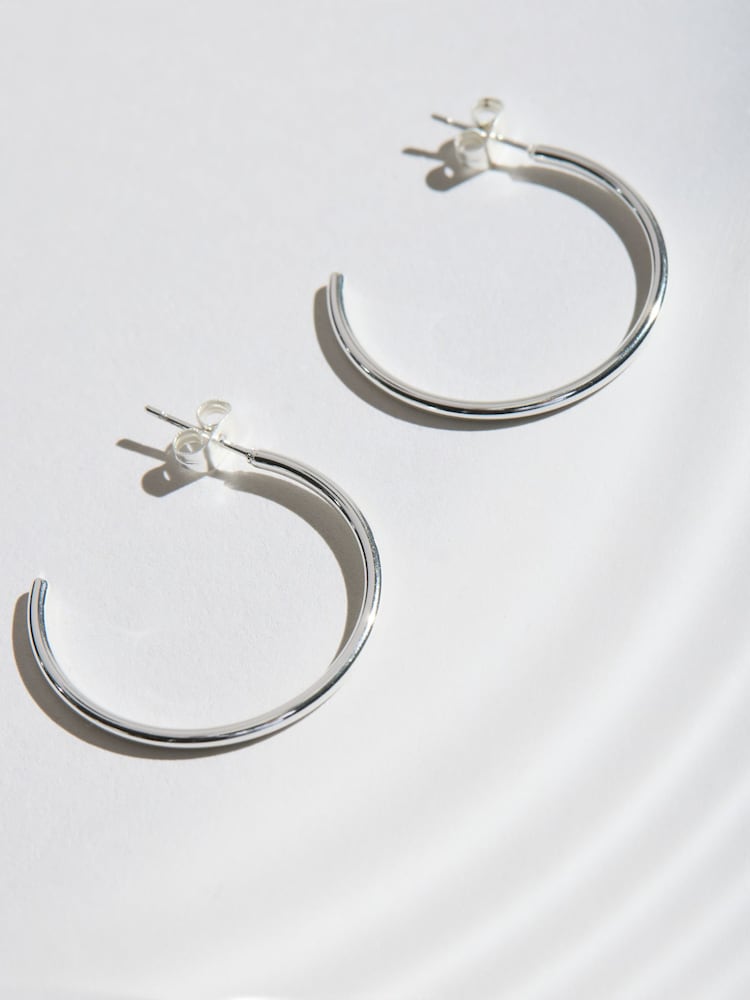Silver Tone Stainless Steel Waterproof Hoop Earrings - Image 2 of 3