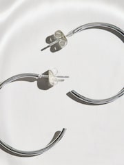 Silver Tone Stainless Steel Waterproof Hoop Earrings - Image 3 of 3