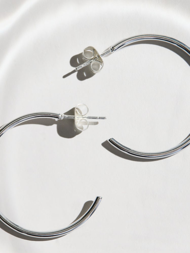 Silver Tone Stainless Steel Waterproof Hoop Earrings - Image 3 of 3