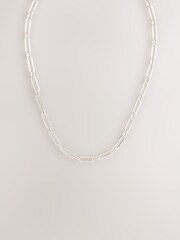 Silver Tone Stainless Steel Waterproof Paperclip Chain Necklace - Image 1 of 1