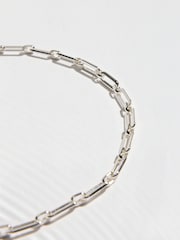 Silver Tone Stainless Steel Waterproof Paperclip Chain Necklace - Image 2 of 4