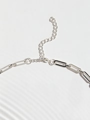 Silver Tone Stainless Steel Waterproof Paperclip Chain Necklace - Image 3 of 4