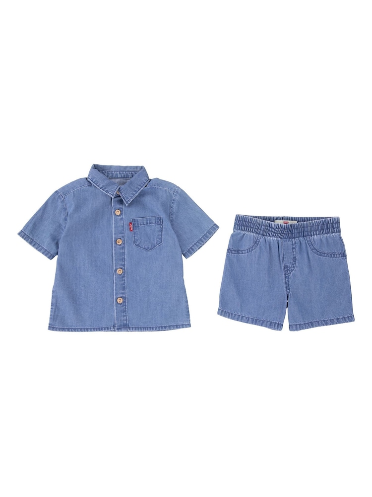 Levi's® Blue Western Denim Shirt and Shorts Set - Image 1 of 2