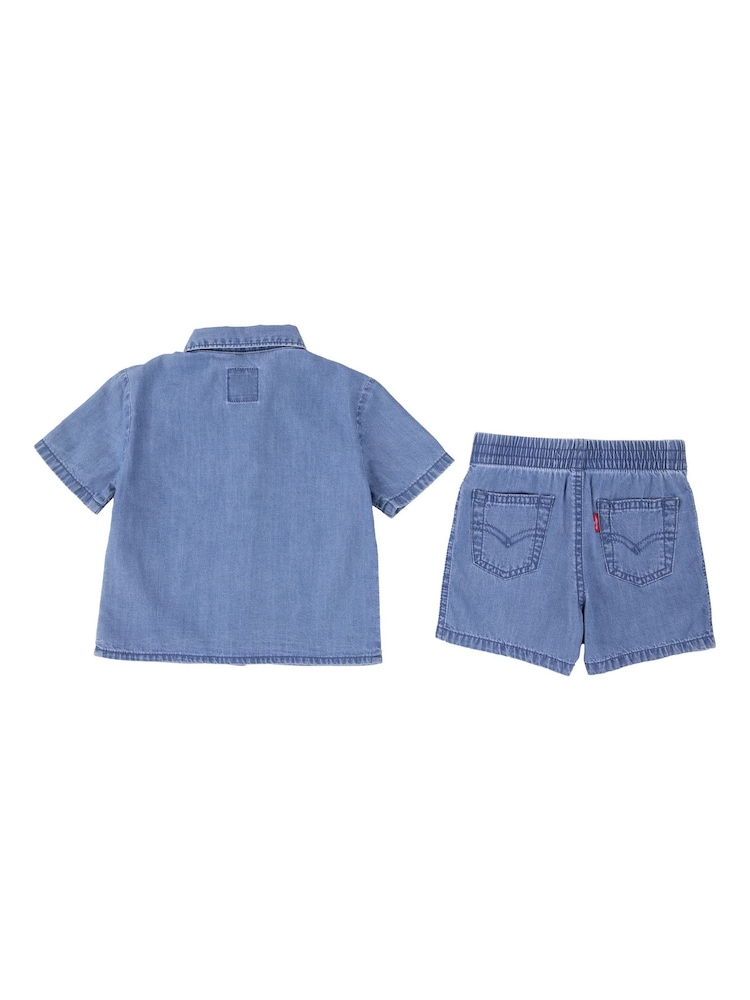 Levi's® Blue Western Denim Shirt and Shorts Set - Image 2 of 2