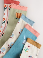 Crème, vert et bleu - Chaussettes de cheville en coton riche à motif de chien 5 - Image 2 de 3
