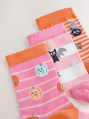Pink/Orange Cotton Rich Halloween Ankle Socks 3 Pack - Image 5 of 6