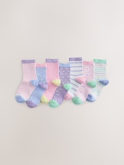 ពណ៌ផ្កាឈូក និងពណ៌ស្វាយ - Cotton Rich Spot Stripe Ankle Socks 7 Pack - រូបភាព 1 នៃ 3