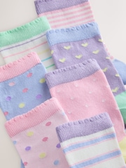 ពណ៌ផ្កាឈូក និងពណ៌ស្វាយ - Cotton Rich Spot Stripe Ankle Socks 7 Pack - រូបភាព 2 នៃ 3