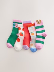 Grey, Red and Pink Cotton Rich Character Ankle Socks 5 Pack - Image 1 of 3