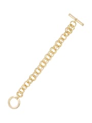 Karen Millen Gold Tone Crystal Bar & Hoop Chain Bracelet - Image 3 of 5