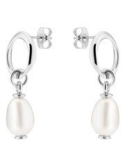 Karen Millen Silver Tone Modern Pearl Drop Earrings - Image 4 of 5