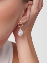 Karen Millen Silver Tone Modern Pearl Drop Earrings - Image 2 of 5