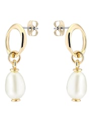 Karen Millen Silver Tone Modern Pearl Drop Earrings - Image 4 of 5