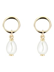 Karen Millen Silver Tone Modern Pearl Drop Earrings - Image 5 of 5