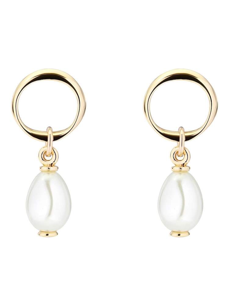Karen Millen Silver Tone Modern Pearl Drop Earrings - Image 5 of 5